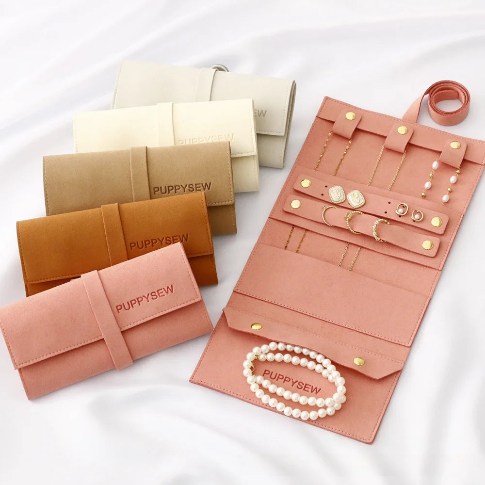 Travel Jewelry Roll Bag Foldable Travel Jewelry Organizer Case Portable Jewelry Bags