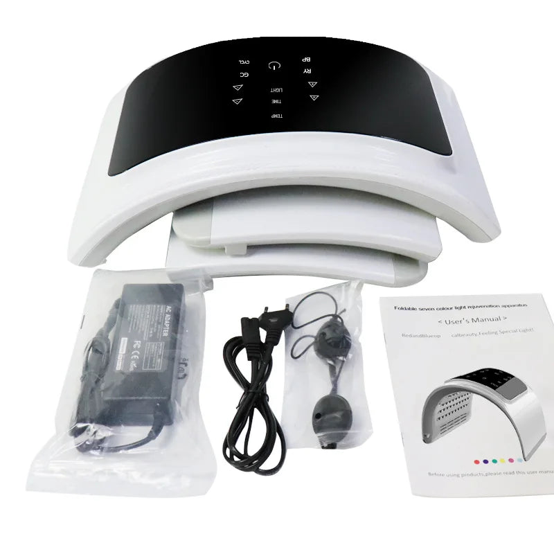 Red and Infrared LED Facial Light Mask for Home Beauty Routines, White