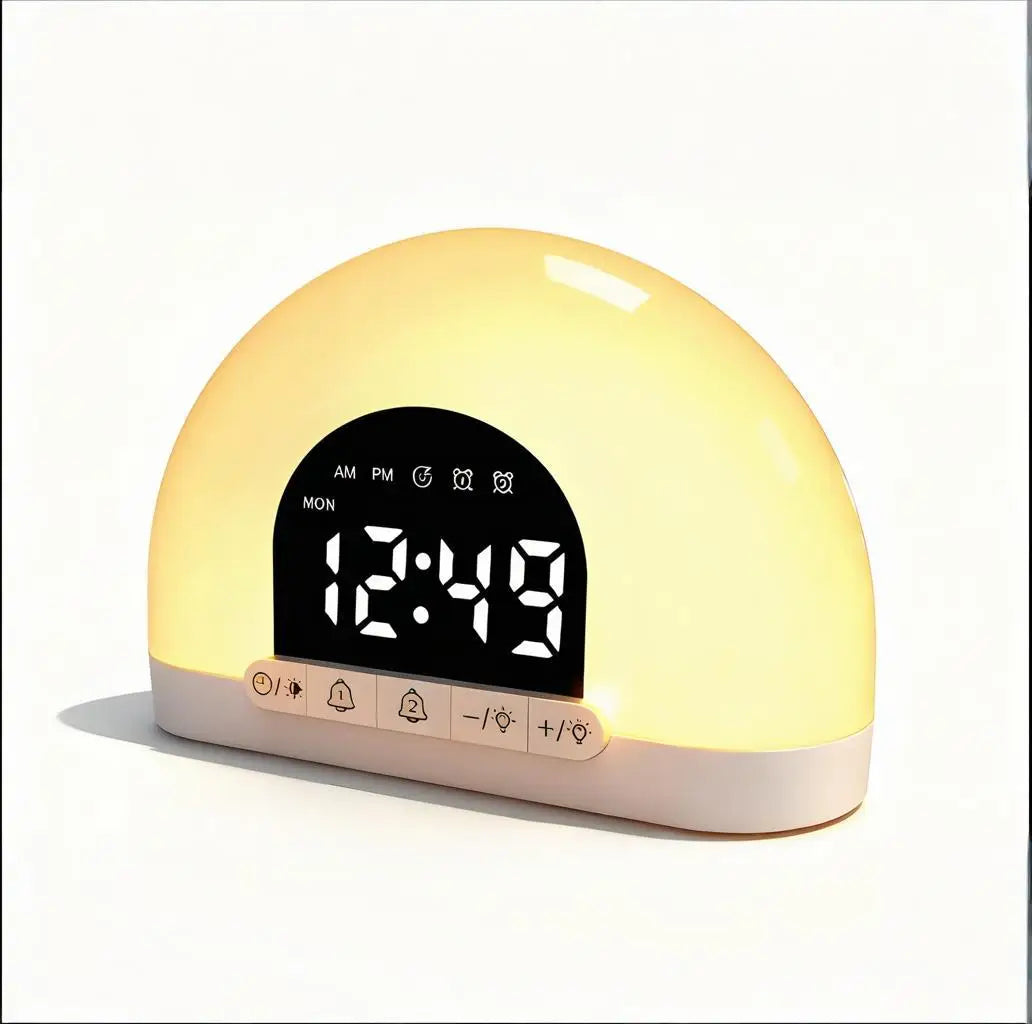 Digital Desk Table Sunrise Alarm Clock Wake Up Light Smart Electronic LED Simulated