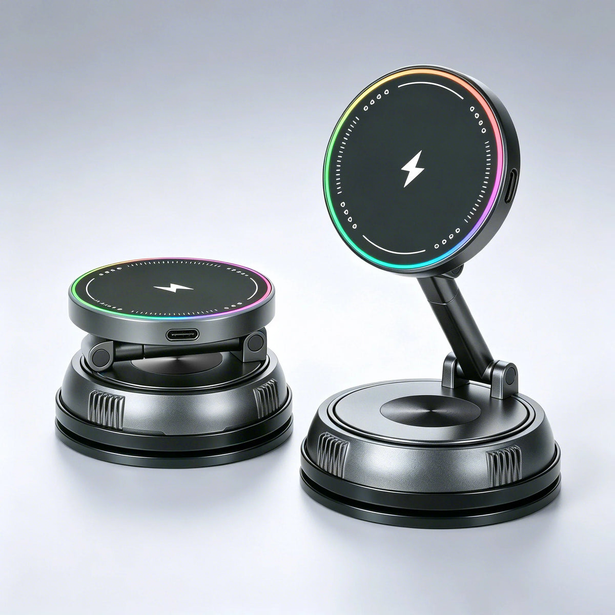 15W Magnetic Car Phone Holder 360-Degree Rotation Wireless Charger Vacuum Suction Cup