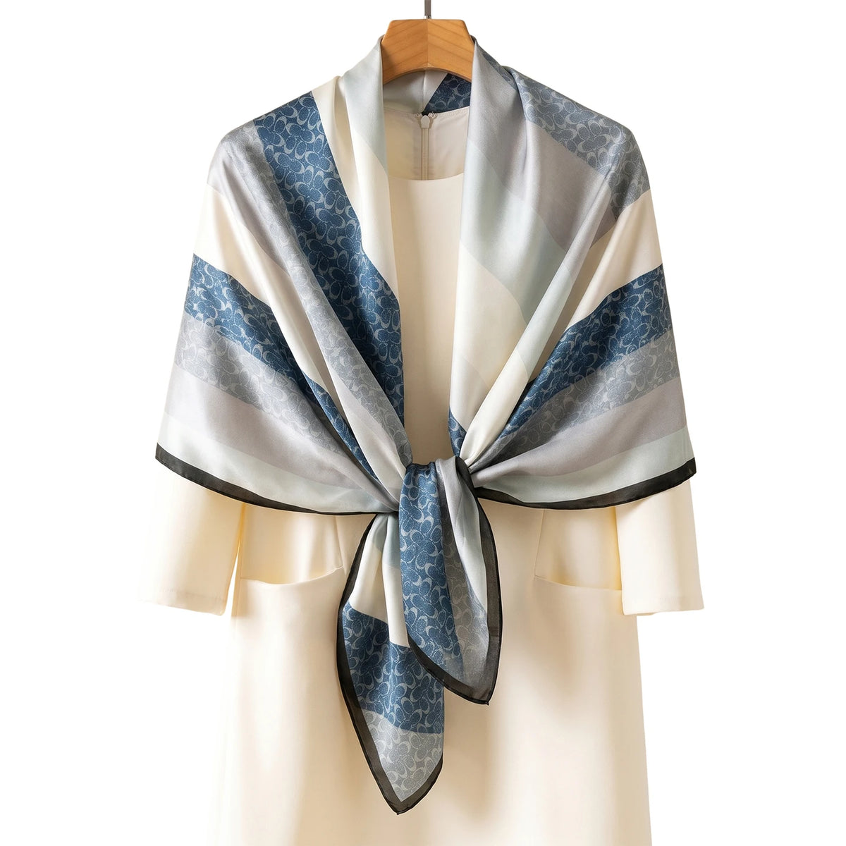 Luxury 100% Mulberry Silk Shawl for Women Custom Digital Print Vintage Floral Long Scarf