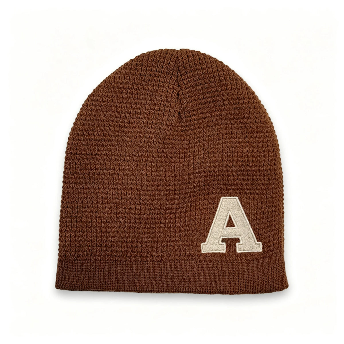 Thermal Good Elasticity Acrylic Flat Embroidery Waffle Knitted Beanie Skull Cap