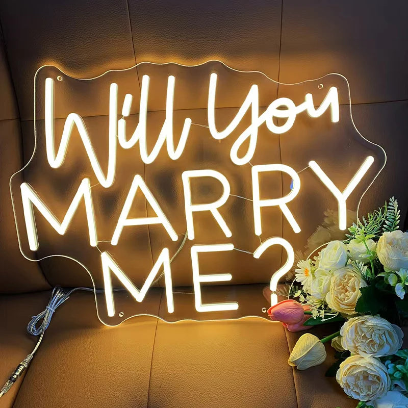 Led Neon Sign Name Happy Birthday Acrylic Will You Marry Me Neon Signs Led Light
