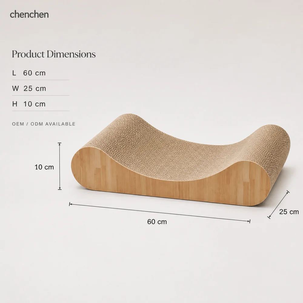 Cardboard Cat Scratcher Lounge Wave Shaped Scratching Board High Density Corrugated