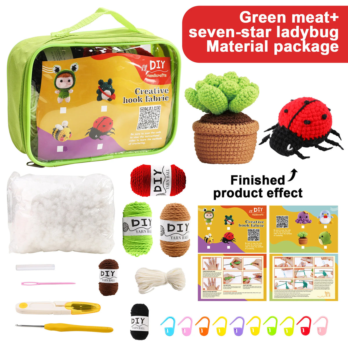 Animal Crochet Kit for Beginners DIY Amigurumi Starter Kit with Yarn Hook