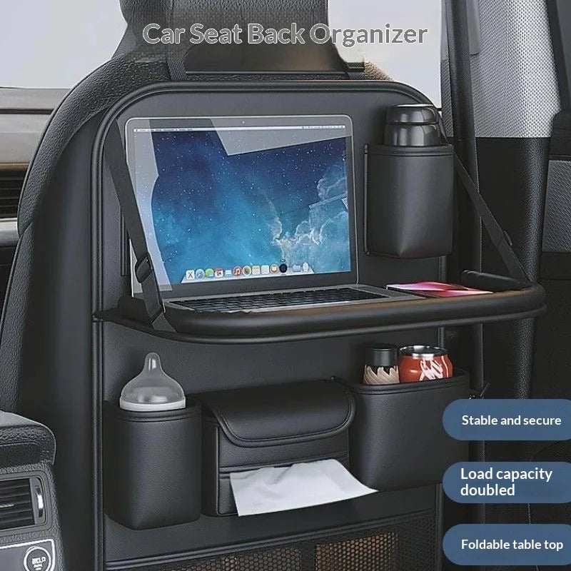 Leather Car Seat Back Storage Bag Rear Storage Box Dining Table Hanging Portable Back