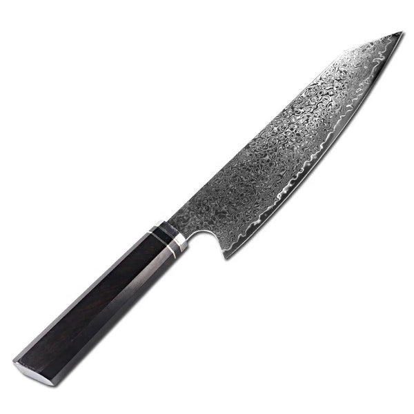 Keensun 67-Layer VG10 Damascus Steel Chef Knife with Ebony Wood Handle Ambidextrous Up