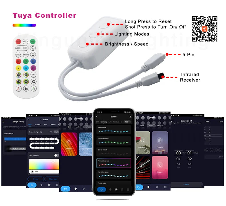 5m RGBIC LED Strip Light for TV with WiFi, Bluetooth and Voice Control