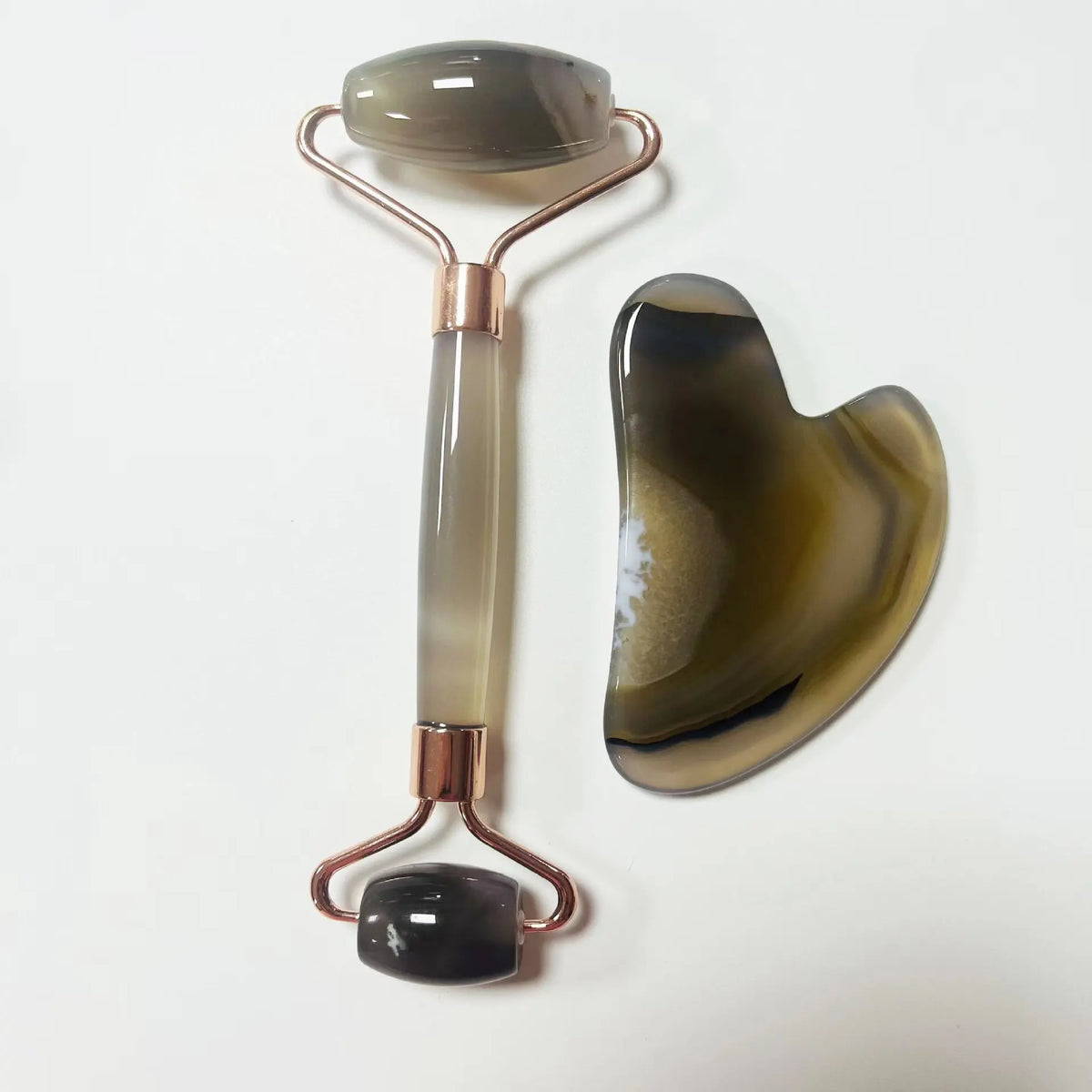 Natural Crystal Gua Sha Stone with Optional Face Roller in 9 Colors