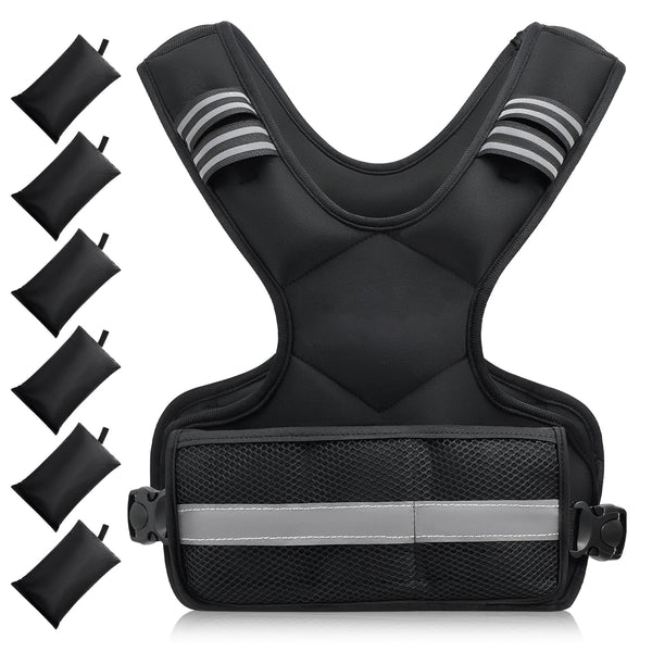 Unisex Weighted Vest with 6 Iron Sand Weights Breathable Design for Adjustable Body