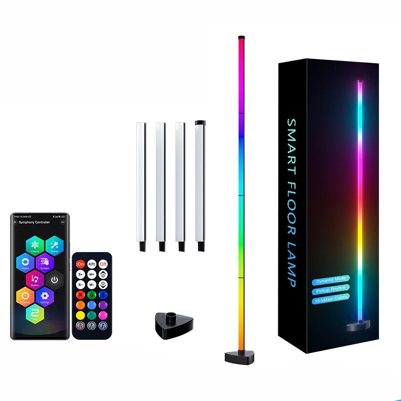 Modern IR APP Smart Control RGBIC LED Floor Lamp for Bedroom DIY Wifi Standing Corner LED