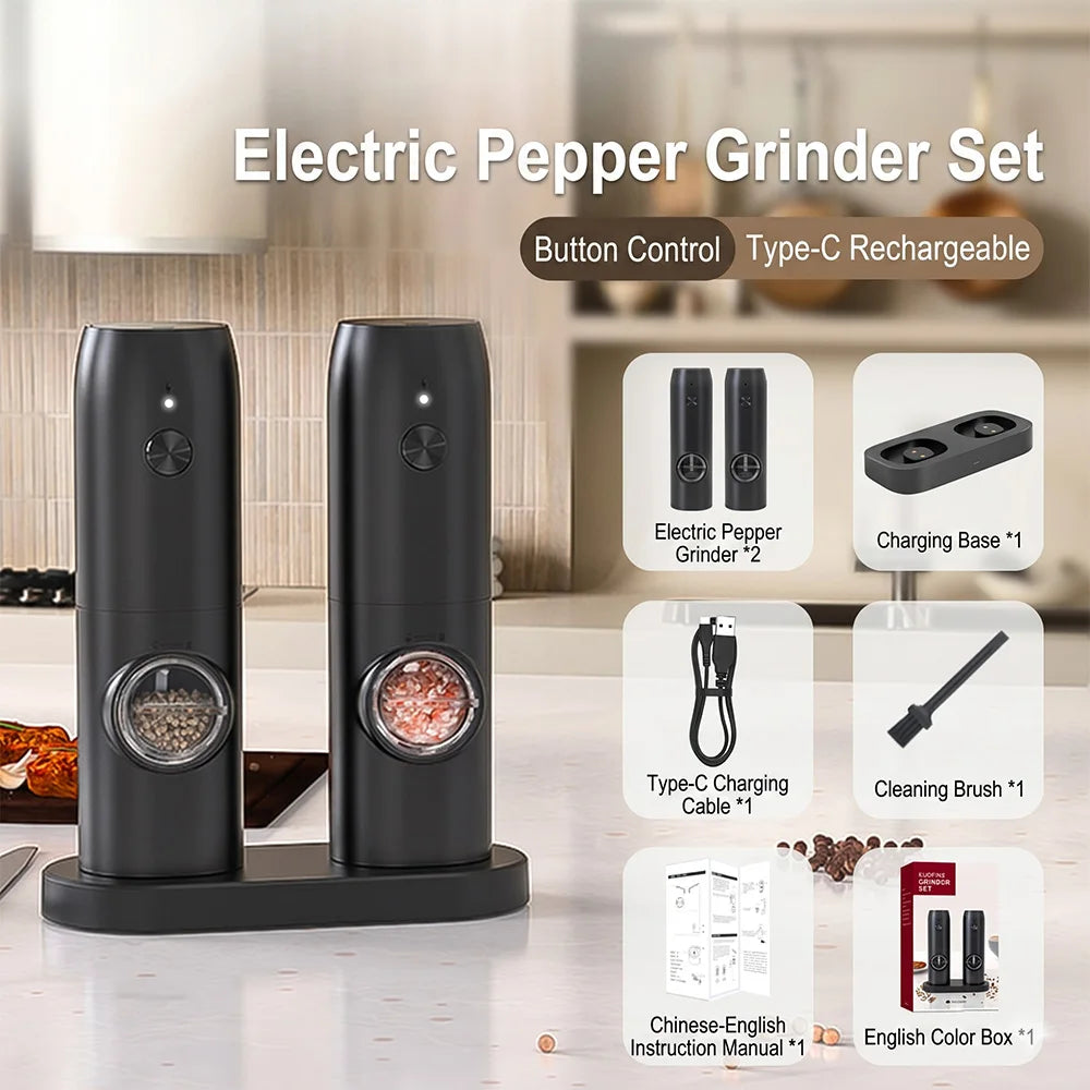 Gravity Sensing Electric Pepper Grinder Automatic Salt Spice Mill Kitchen Grinder