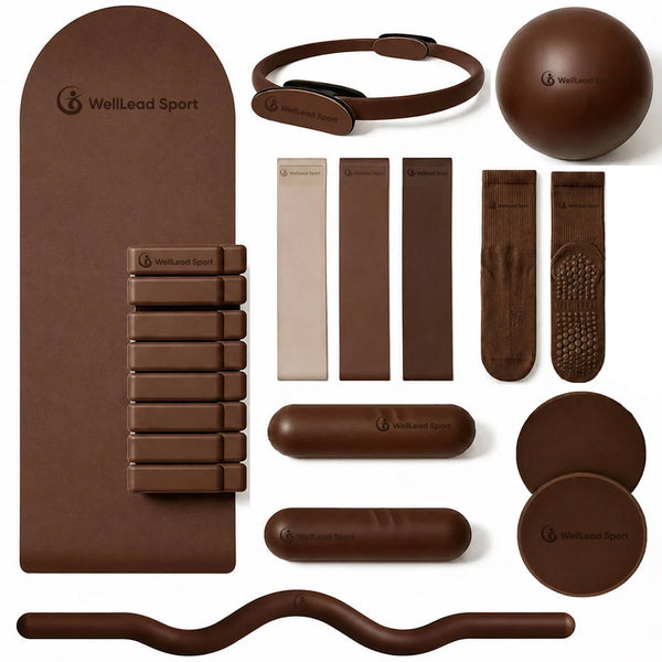 Oval Arch PU Natural Rubber Chocolate Private Brand Al Yoga Mat Pilates Barre Kits Set