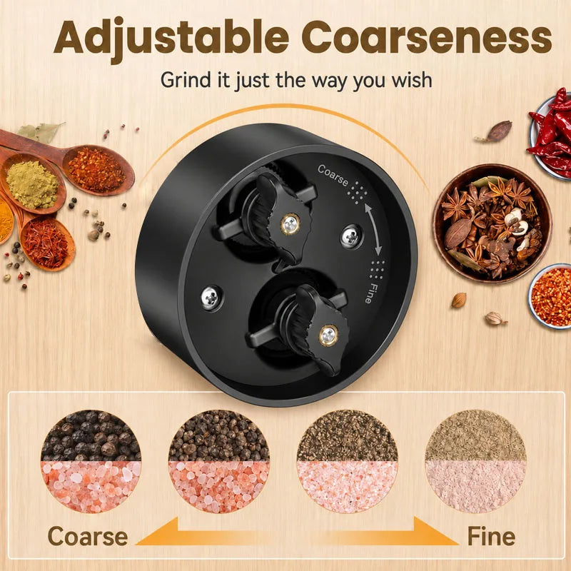 2 in 1 Rechargeable USB Electric Spices Grinder Automatic Salt and Pepper Grinder Ceramic