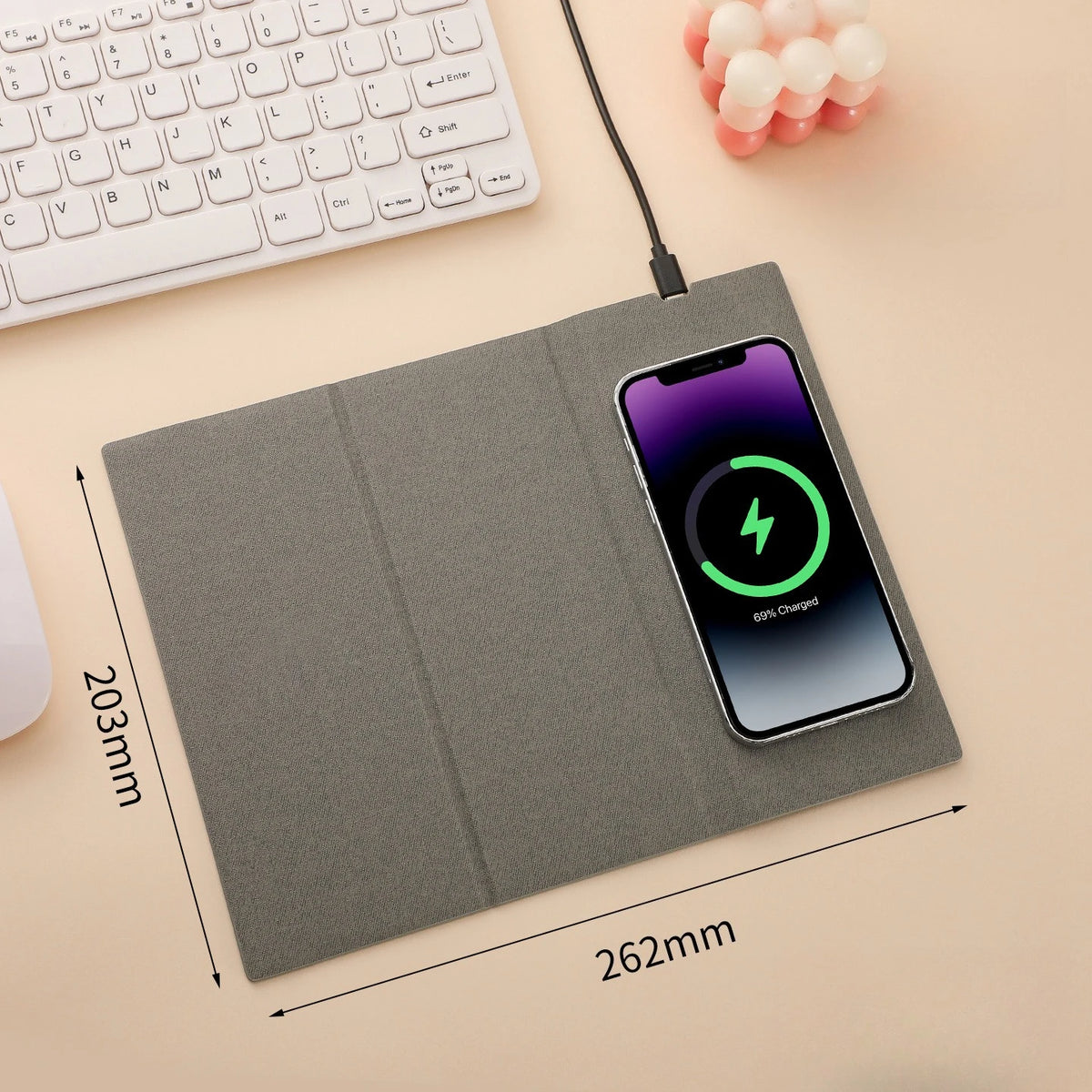 15W Fast Wireless Charging Mouse Pad, Small PU Leather Non-Slip Desk Mat with for Office