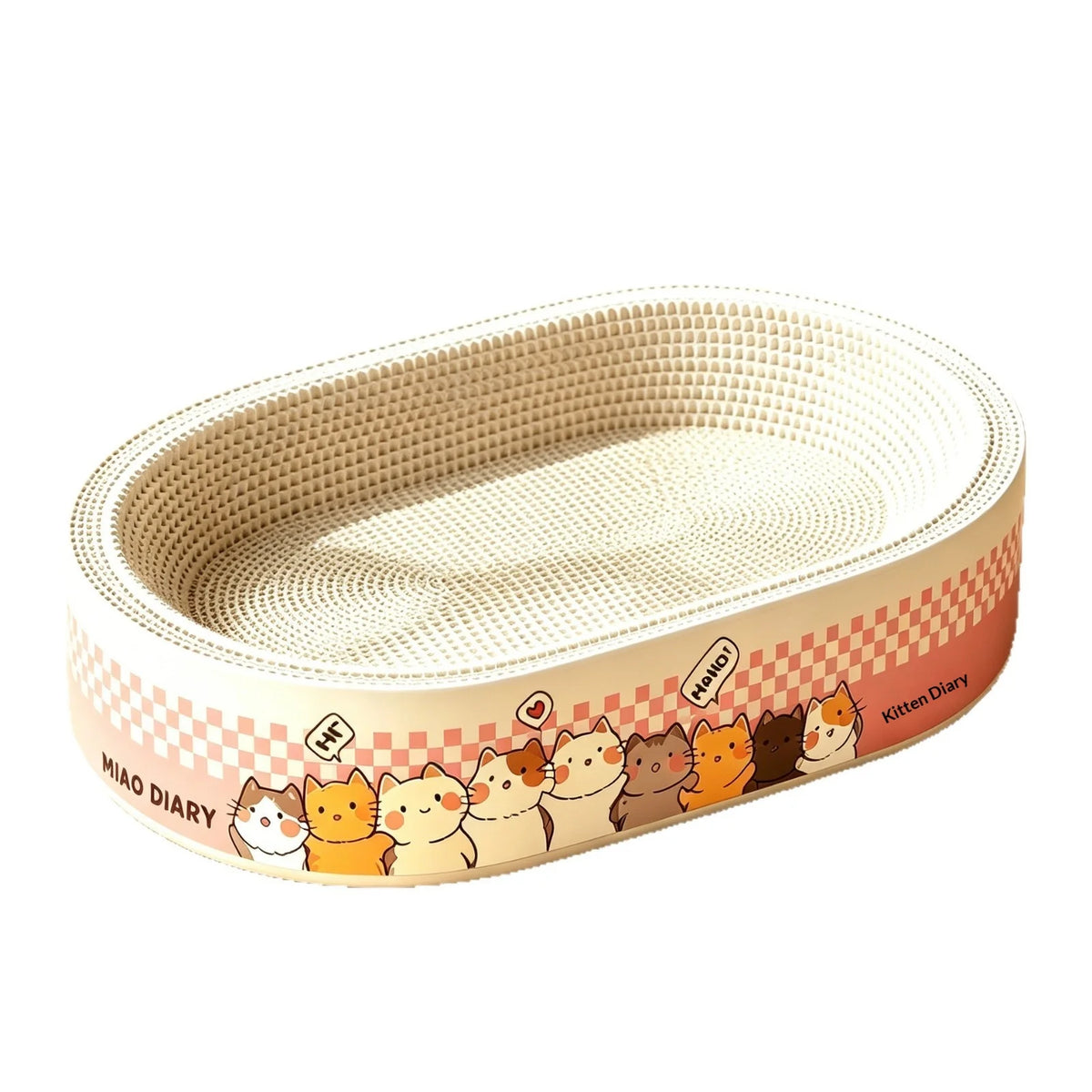 Cat Scratching Board Corrugated Cardboard Cat Scratcher Pad Oval Cat Bed Lounger No