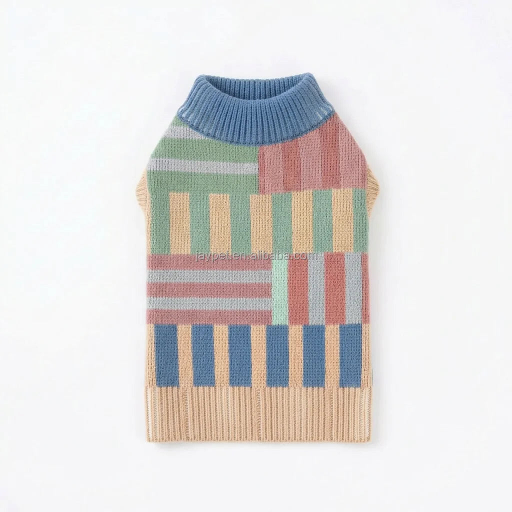 Color Block Knit Dog Vest, Modern Sweater Vest for Winter and Spring