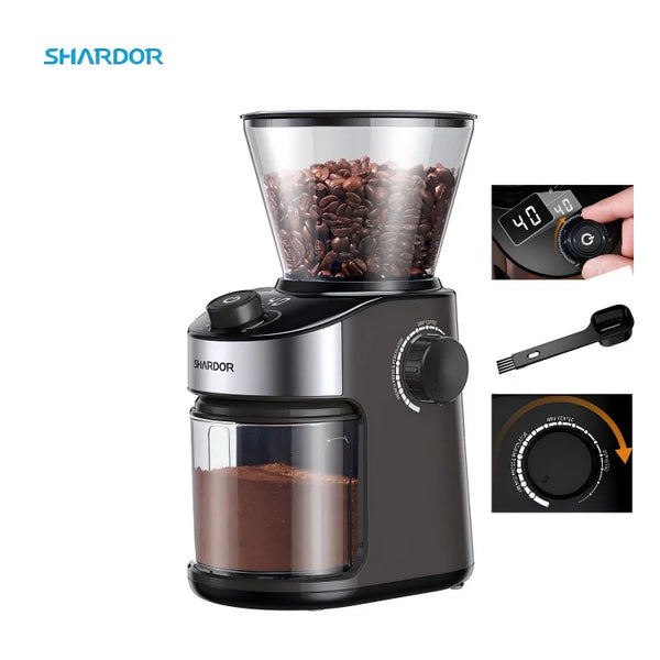Molino De Cafe 32 Electric Grinding Display Black Timer Electric Coffee Bean Burr Grinder