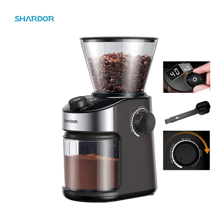 Molino De Cafe 32 Electric Grinding Display Black Timer Electric Coffee Bean Burr Grinder