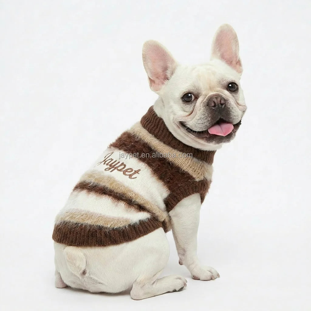 Checkered Cotton Fuzzy Dog Sweater Warm Knit Pullover for Large Dogs Labrador Golden