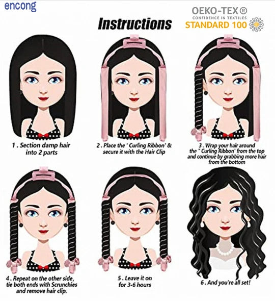 Heatless Curling Rod Headband Silk Sleeping Hair Roller Wave No Heat Hair Curls (Pack of 2)