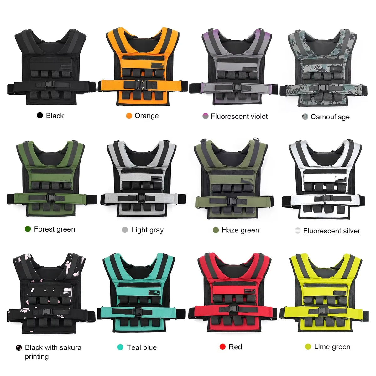 Customize Sport Oxford Cloth Weight Vest Adjustable 10KG 20KG 30KG Iron Blocks Strength