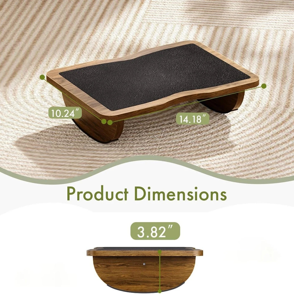 Wooden Footstool Low Stool Footrest Under-Desk Foot Pad Anti-Slip Office Legs