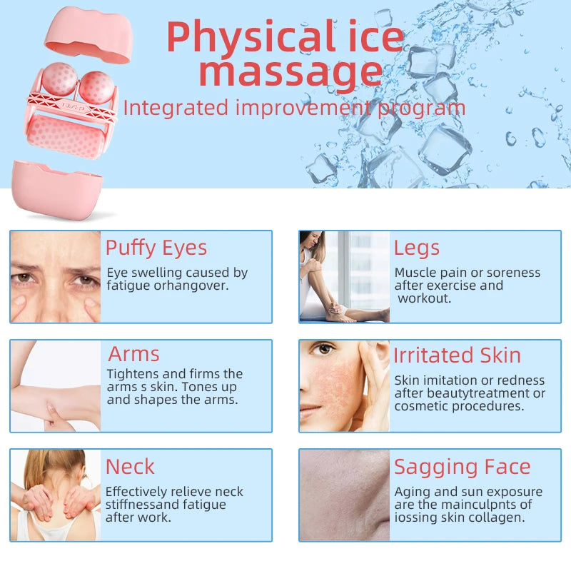 Handheld Personal Skin Care Ice Roller with V-Shaped Design for Face Beauty and Skin