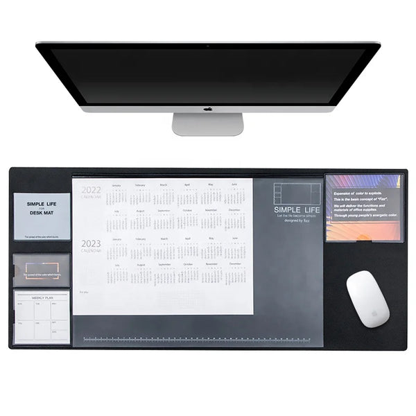 Custom Waterproof Large Size Office Vegan PU Leather Calendar Desk Mat