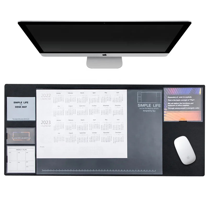 Custom Waterproof Large Size Office Vegan PU Leather Calendar Desk Mat