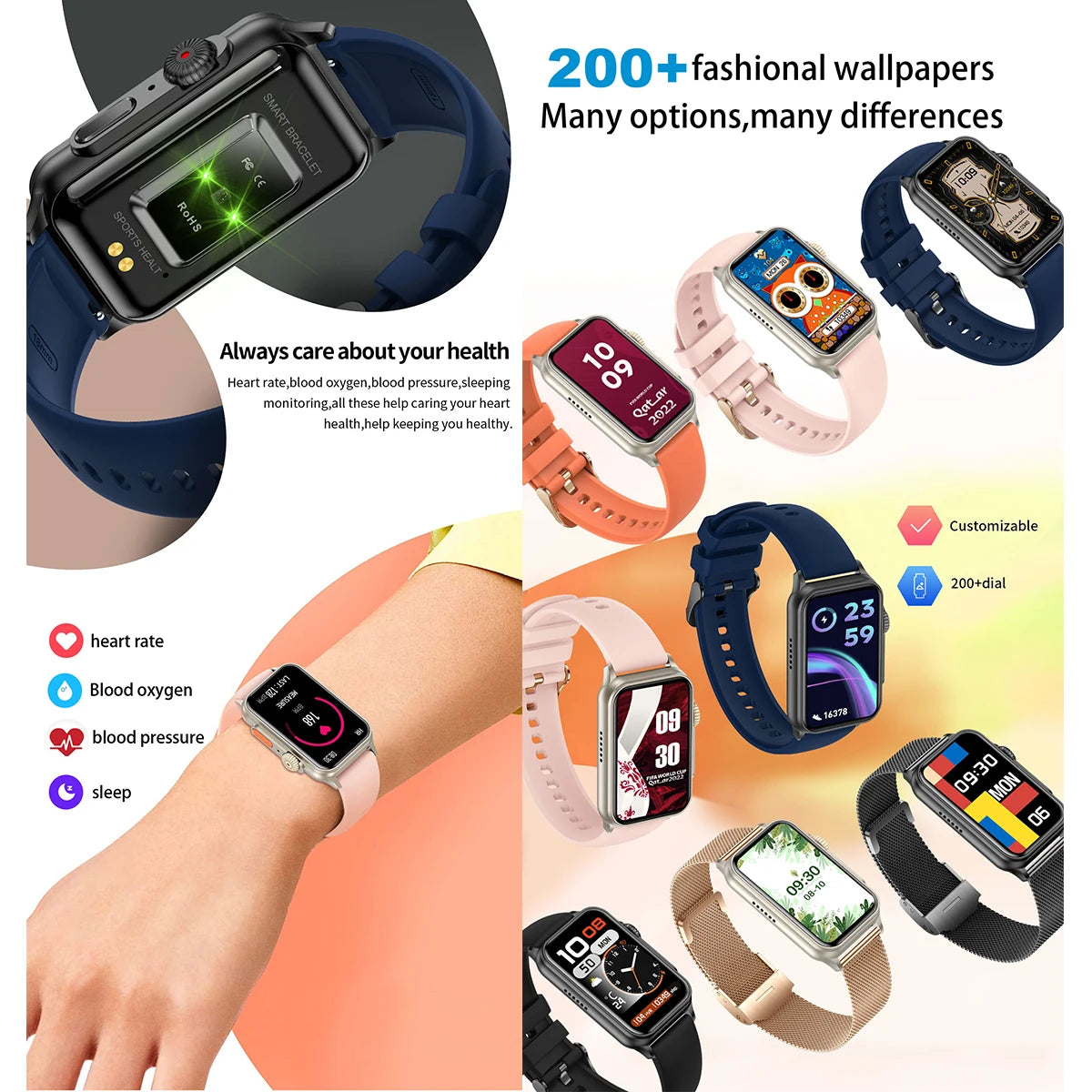 New Smartwatch Fashion 1.57inch Bt Call Blood Oxygen Reloj Inteligente Android Smart