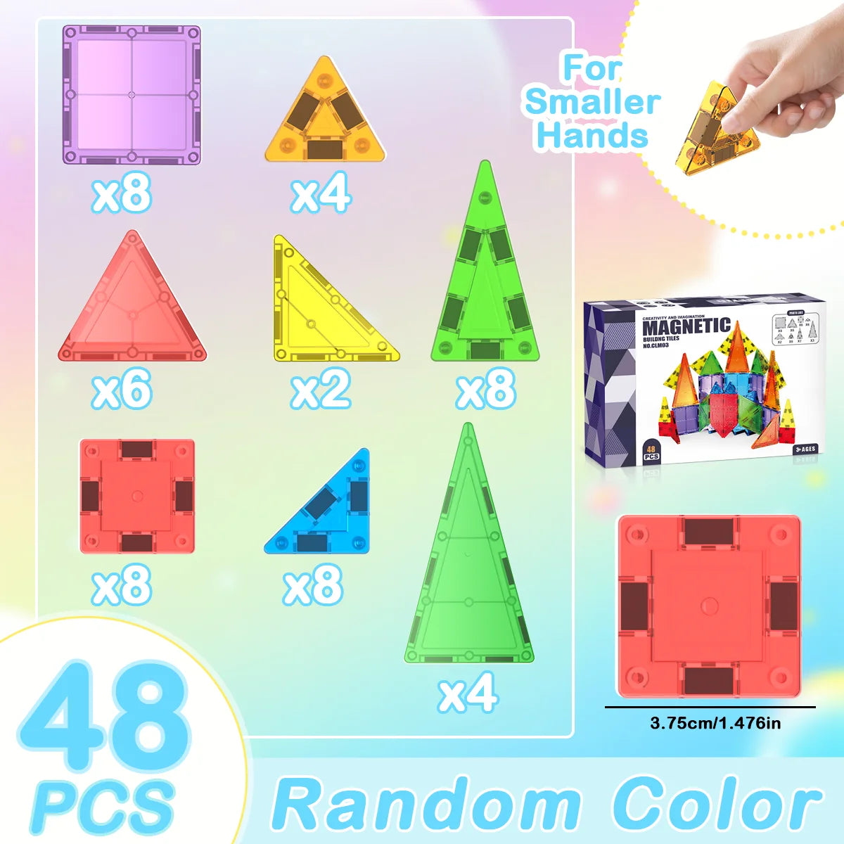 Magnetic Building Tiles Blocks STEM Montessori Educational DIY Construction Toys ABS