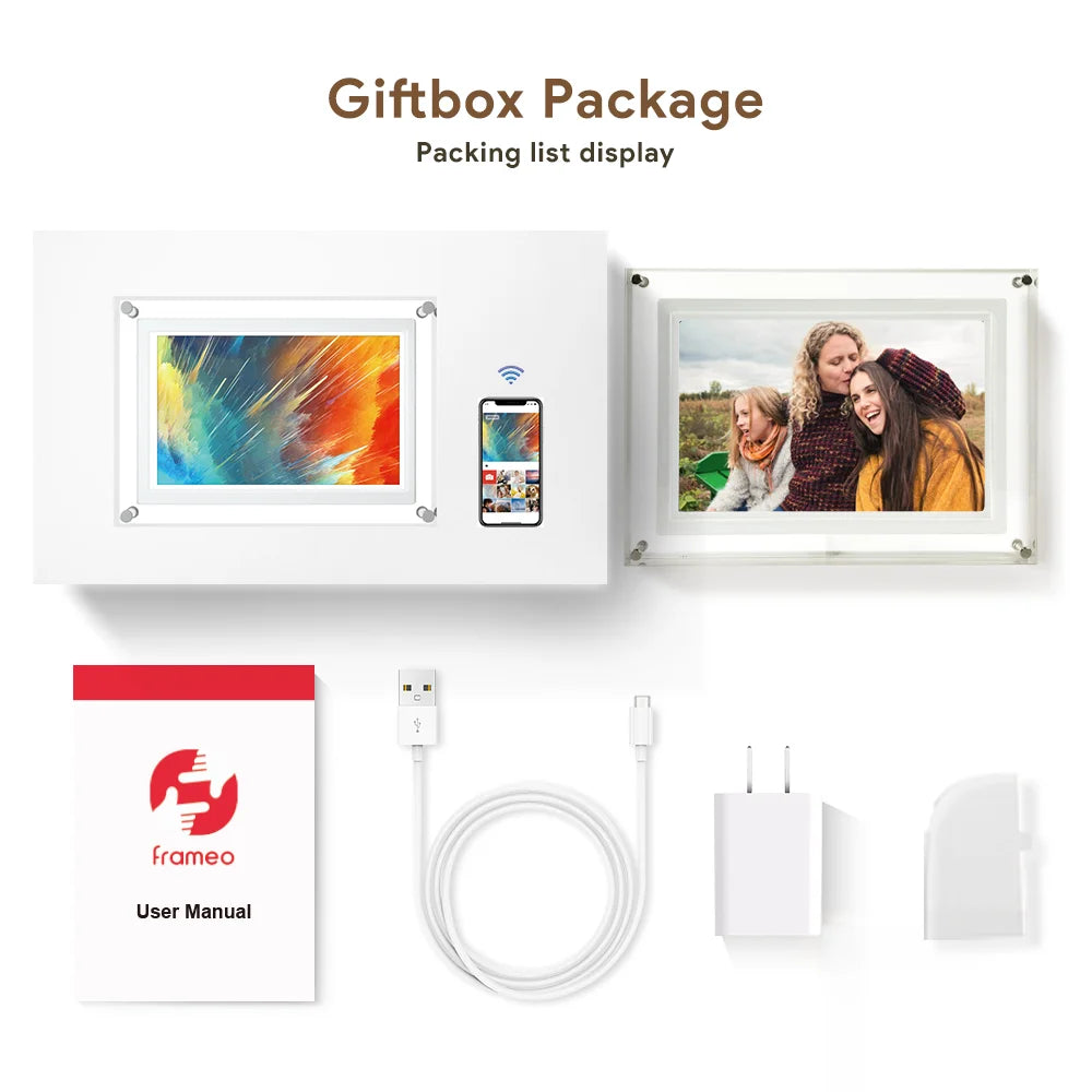 WiFi 10.1 Inch Smart Cloud Picture Frame With 1280x800 IPS Touch Screen Auto-Rotate Share