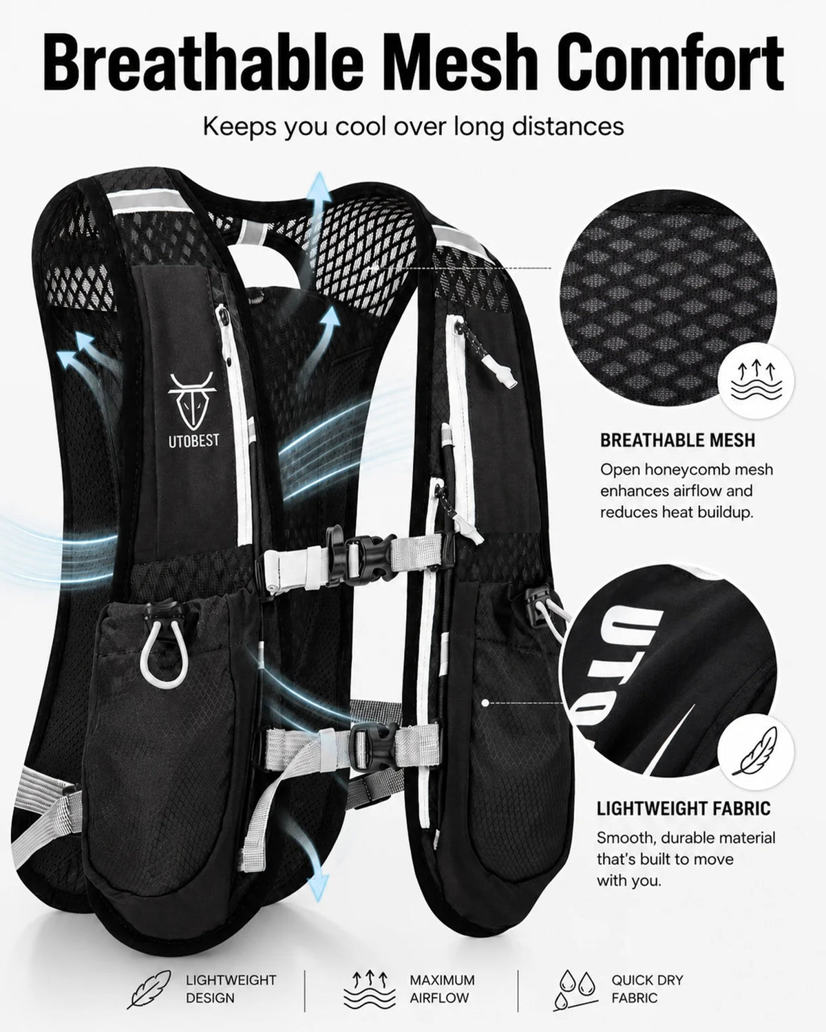 Custom Multifunctional Unisex Ultra Waterproof Nylon Vest Backpack Hydration System Trail