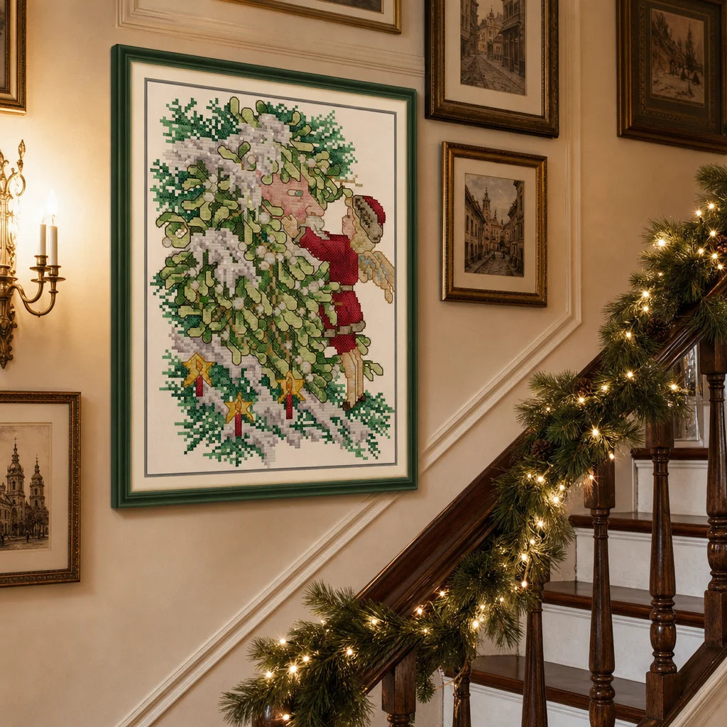 DIY Printed Cross Stitch Kits Decorating Christmas Tree Angel Needlepoint Embroidery Sets