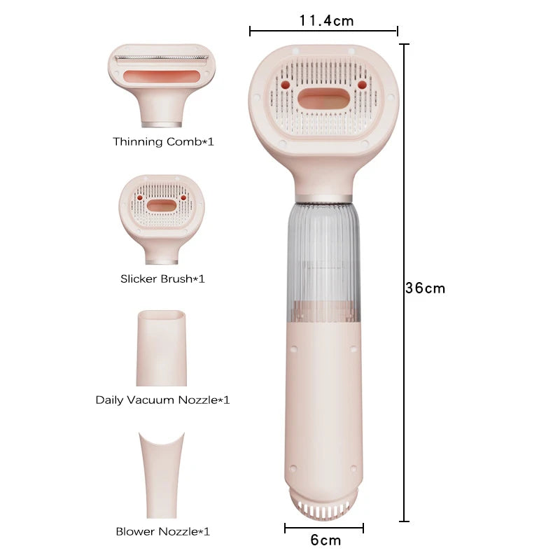 Professional 4-in-1 Pet Grooming Vacuum Cleaner Low Noise Portable Hair Removal Brush