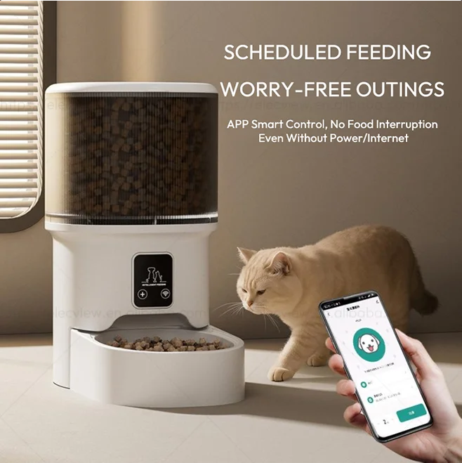 Elecpet Durable Automatic Pet Feeder for Cats Dogs Waterproof Stainless Steel Portable