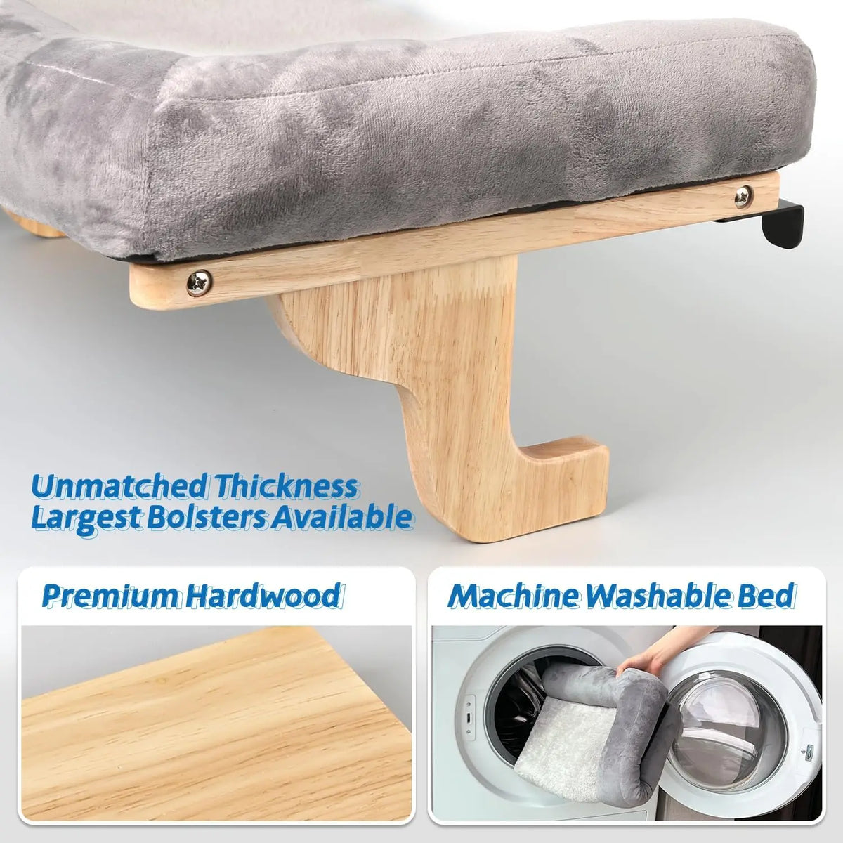 Cat Perch for Windowsill with Bolsters Machine Washable Hook-On Mount Hardwood & Metal