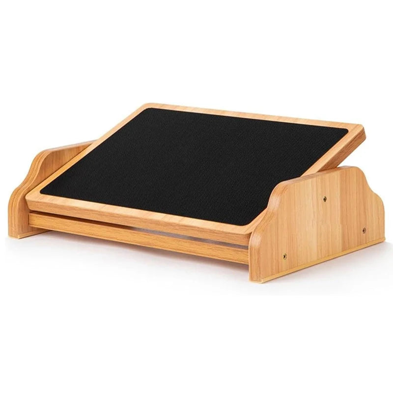 Bamboo Rocking Foot Rest Modern Ergonomic Adjustable Stool with Non-Slip Surface