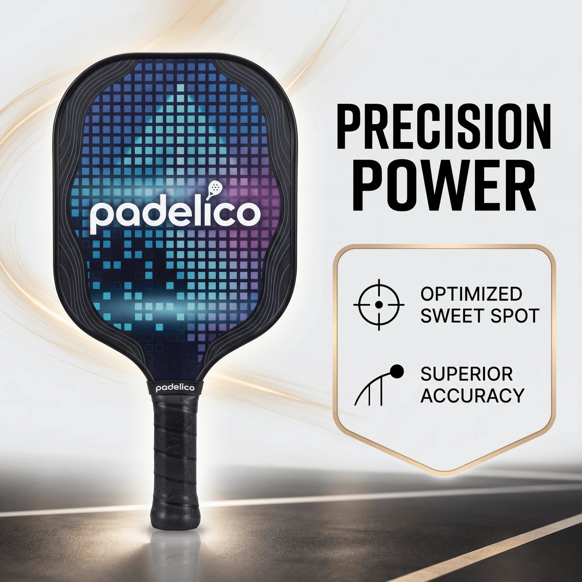 Rectangular Fiberglass Pickleball Paddle Full Set, 11mm Thick and 230g Weight