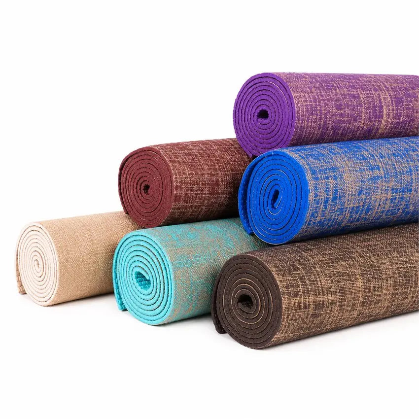 Customize Natural Rubber Eco Jute Cotton PVC 5mm Yoga Mat Tear-Resistant Eco-Friendly