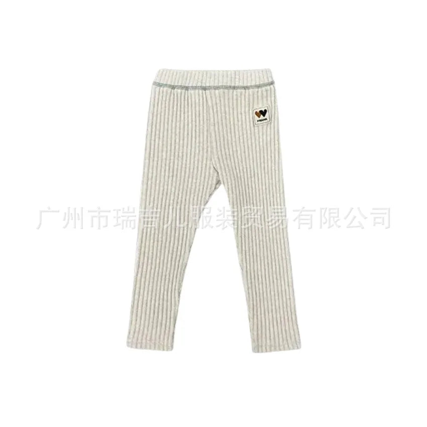 Stock Childrens Cotton Fleece-Lined Thickened DERON Base Leggings; Autumn/Winter Kids