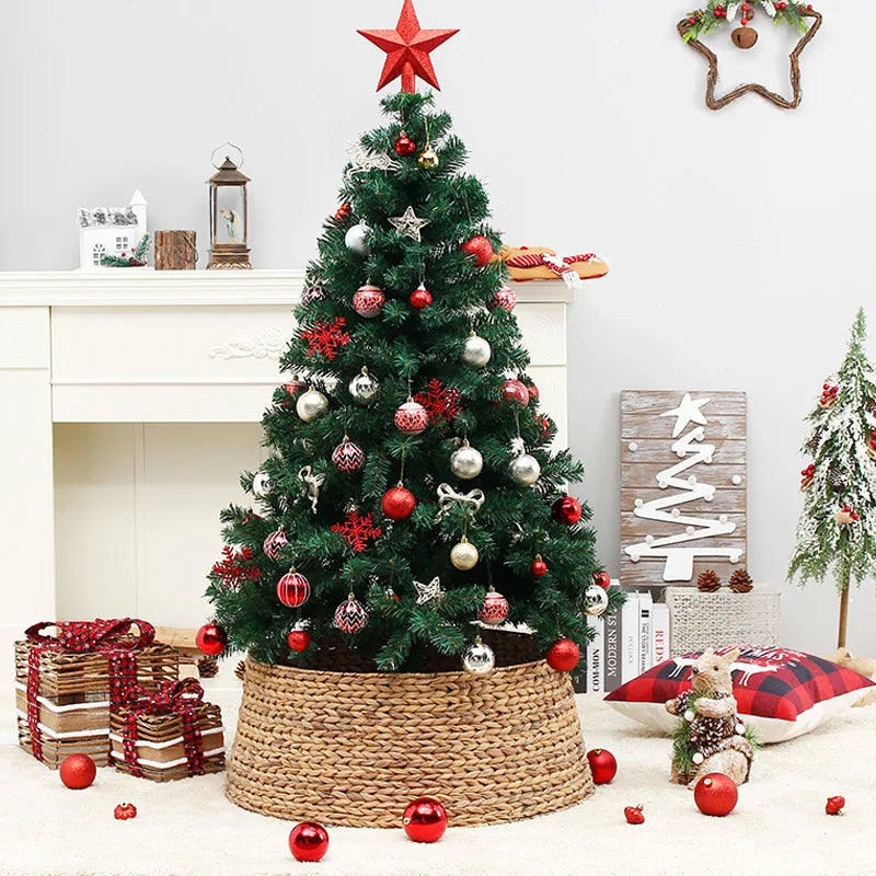 Luxury Black Water Hyacinth Christmas Tree Skirt Collar Trees Decorations Ring Cover