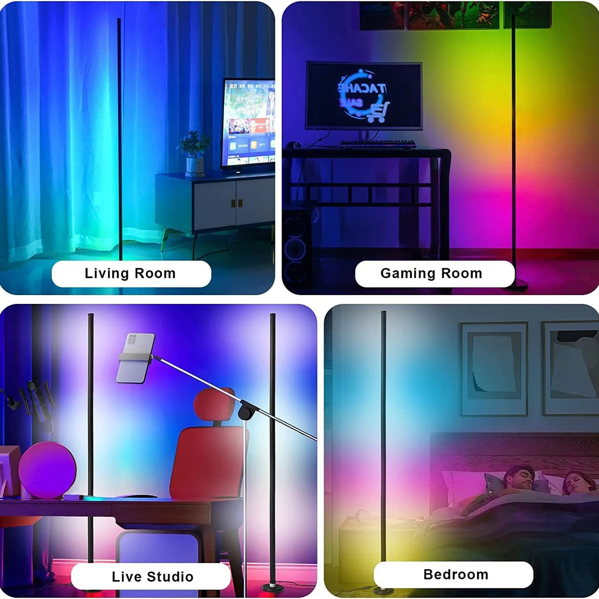 Modern IR APP Smart Control RGBIC LED Floor Lamp for Bedroom DIY Wifi Standing Corner LED