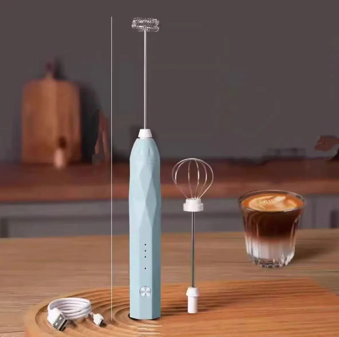 Handheld Electric Plastic Egg Beater Coffee Stirrer Milk Frother USB-Charged For Milk
