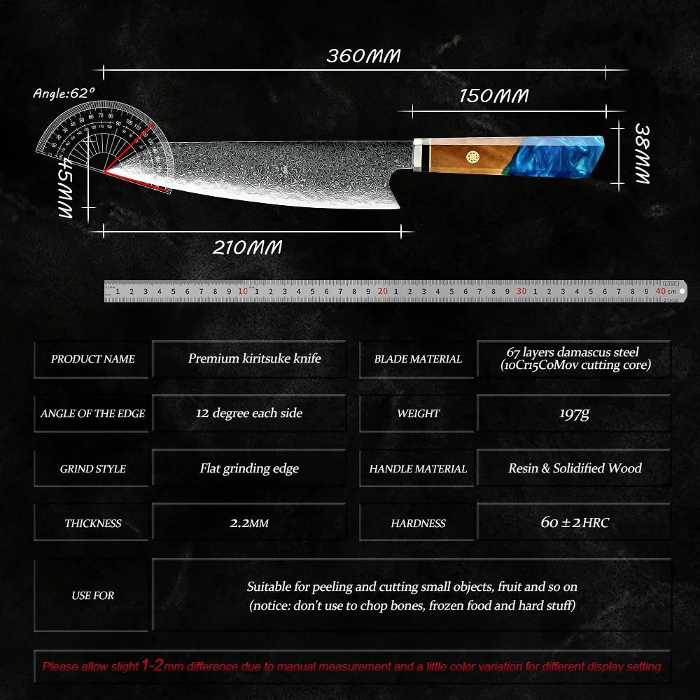 Gyuto Knife 67 Layer Japanese Damascus Steel Chef Cutting Meat Vegetable Kiritsuke Knife