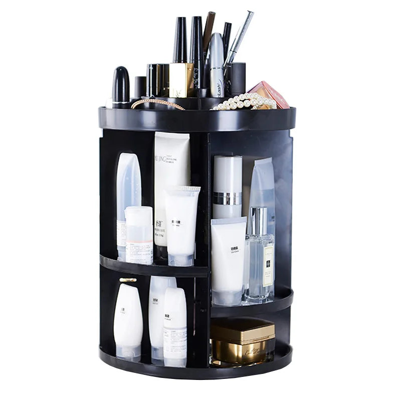 Rotating Transparent Acrylic Cosmetic Storage Box Desktop Organizer No Cover for Skincare