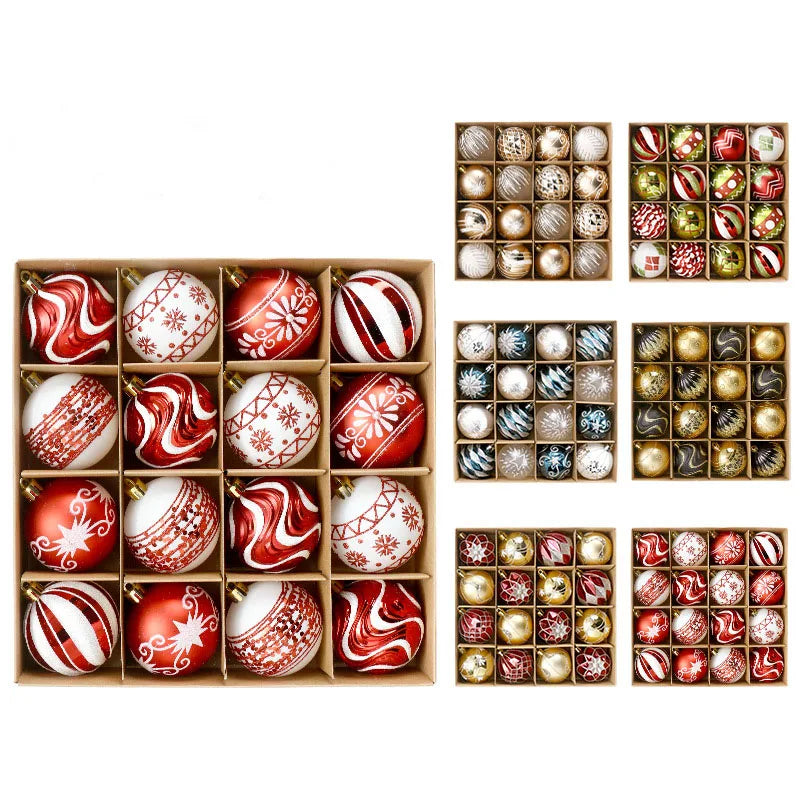 16-Piece Painted Christmas Ball Set Christmas Tree Ornaments