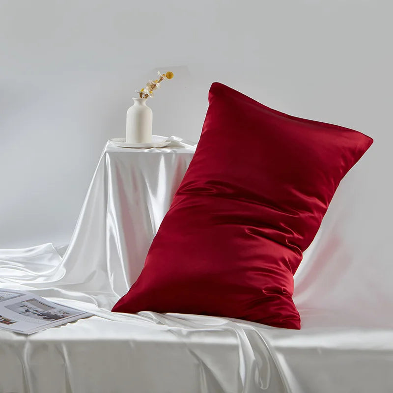 Double-Sided Satin Weave 100% Mulberry Silk Zippered Pillowcase 19 Momme for Bed Pillows