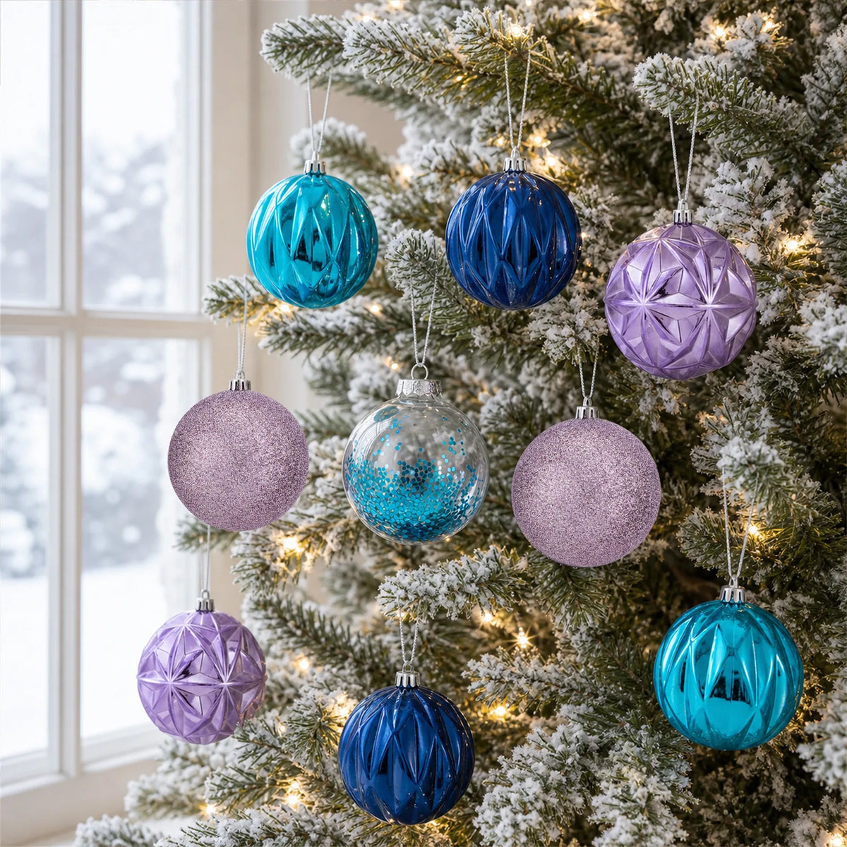 High-Quality 9-Piece Christmas Ball Set with Embossed Diamond Pattern Colored Balls